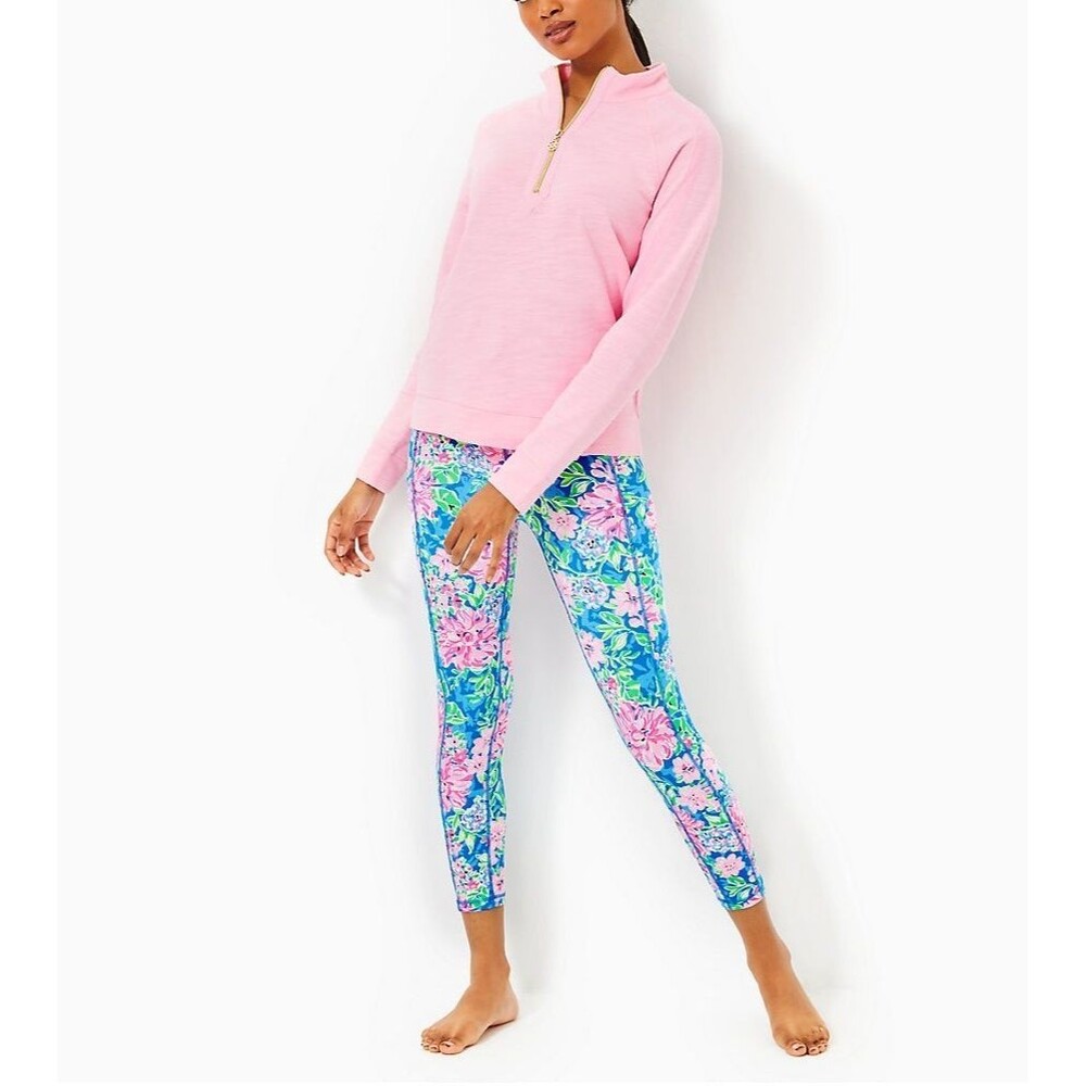 Lilly Pulitzer Luxletic Ashlee Half-Zip Pullover Top Sweatshirt Pink XXL 287876